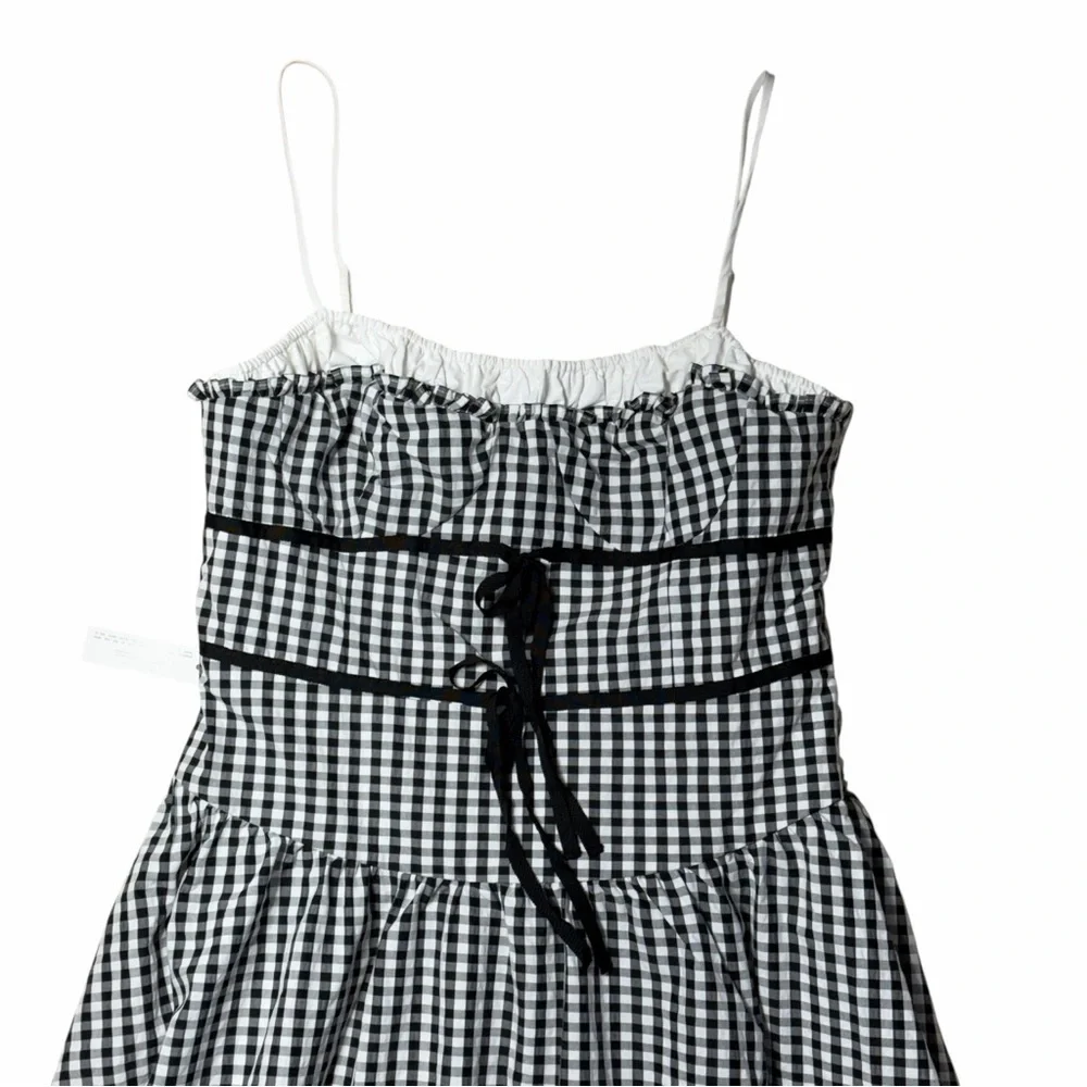 For Love & Lemons Black Gingham Georgia Midi Dress Womens XL - Picture 3 of 8